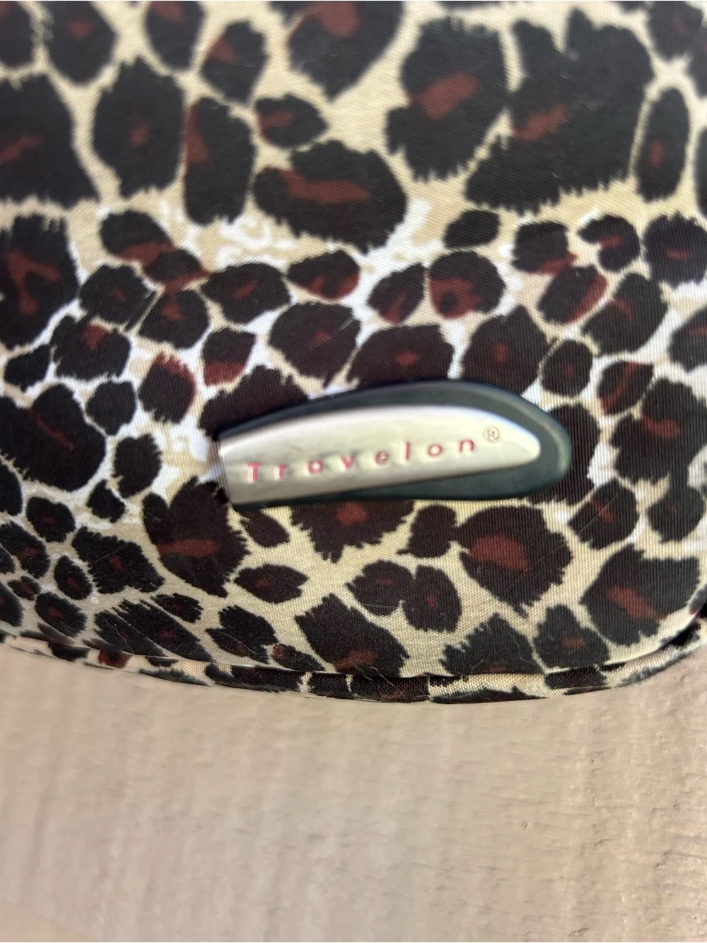 Travelon Leopard Print Crossbody Bag - Brown/Black pink lining.